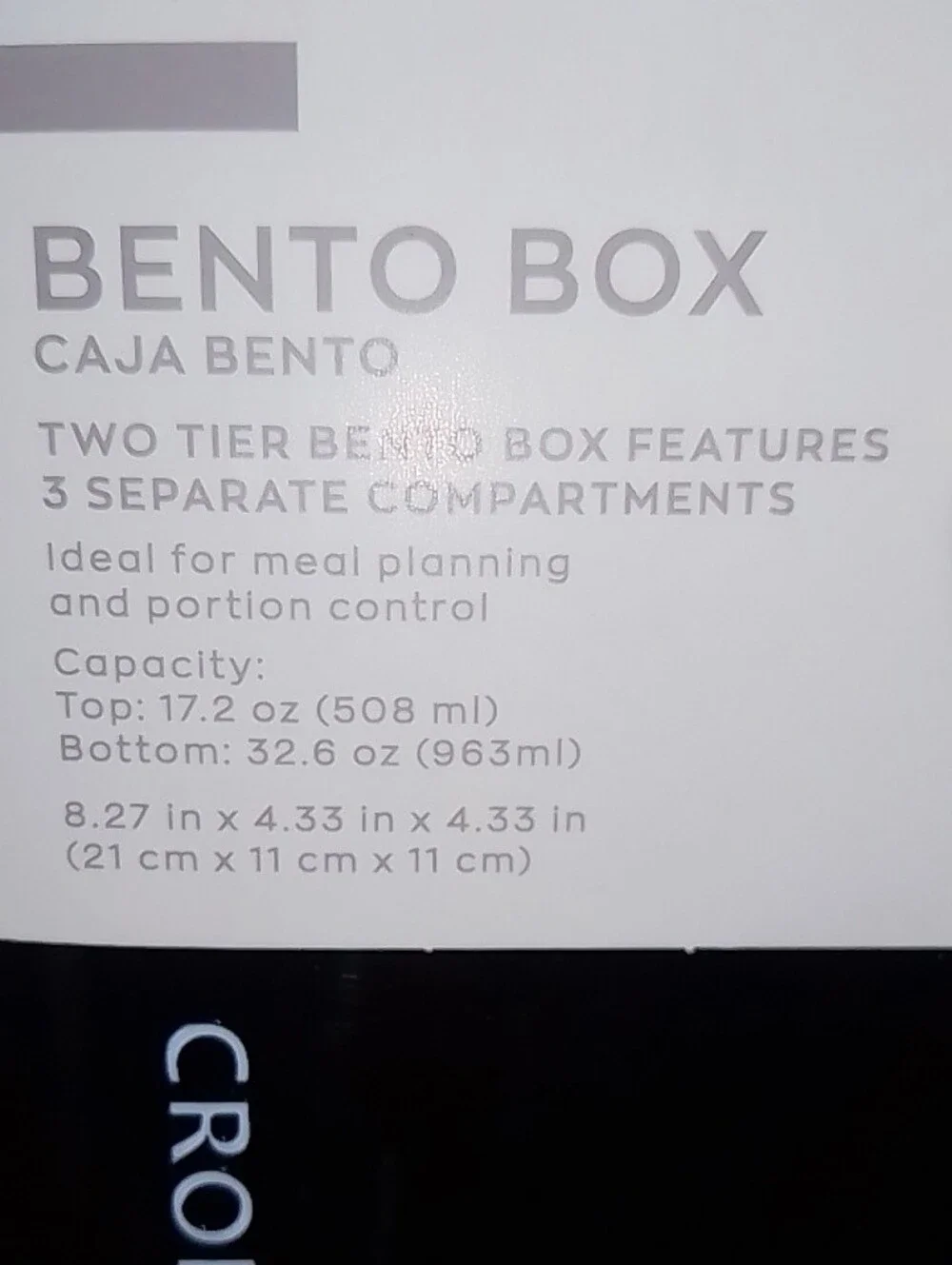 Crofton Black And Gray Two-Tier Bento Box with Utensils